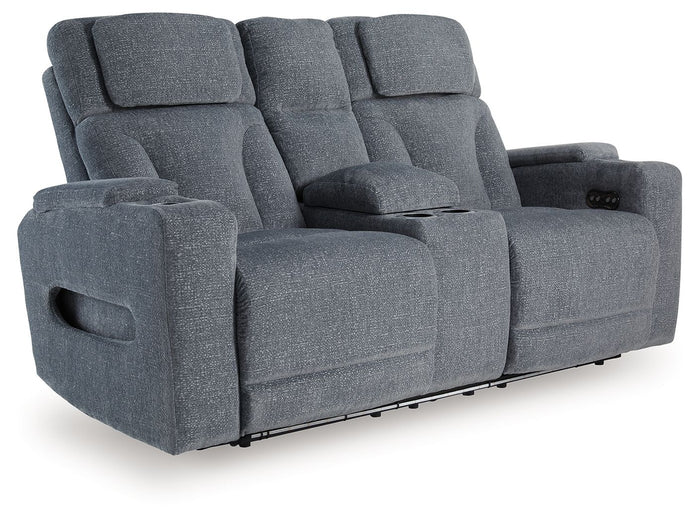Studio Cave - Power Reclining Loveseat with Console - Steel image 1