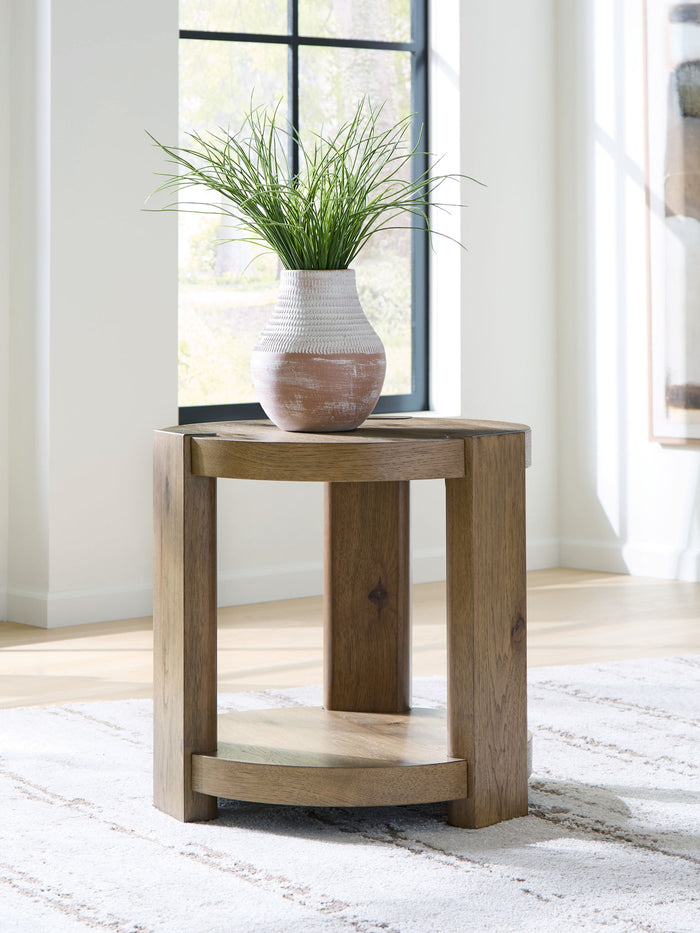 Flangren - Round End Table - Light Brown image 3