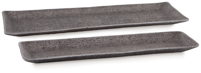 Garekton - Tray Set (Set of 2) - Pewter Finish image 1