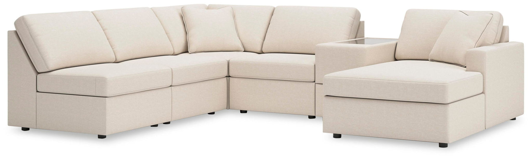 White / 6 Pc. Sectional With Raf Corner Chaise And Storage Console