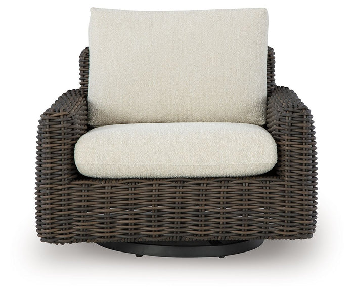 Kimora - Swivel Glider Lounge With Cushion - Beige / Dark Brown image 4