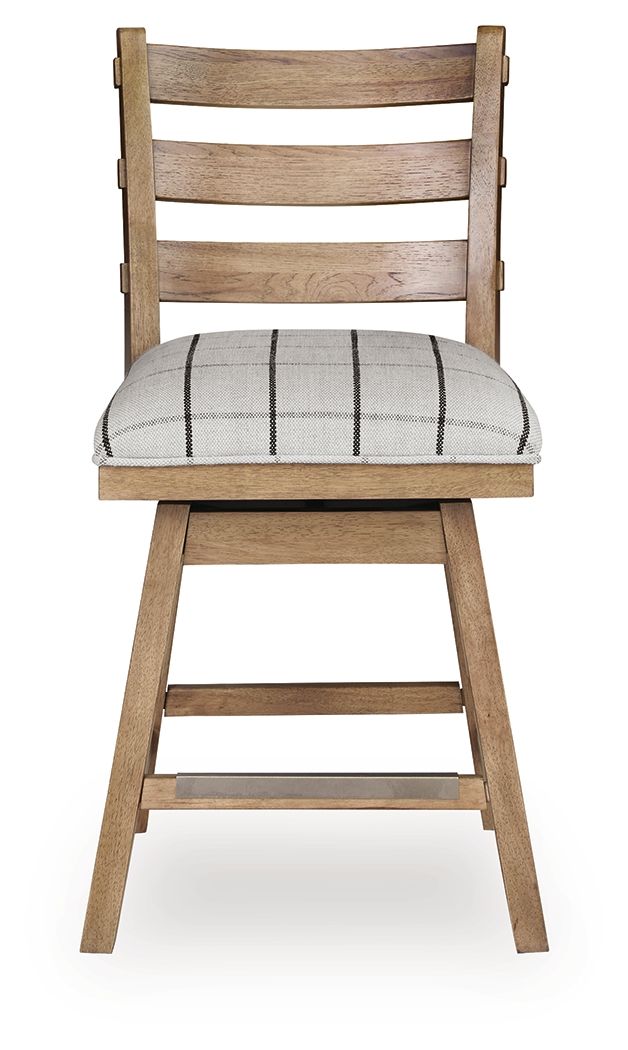 Ridgester - Upholstered Swivel Barstool (Set of 2) - Light Brown image 4