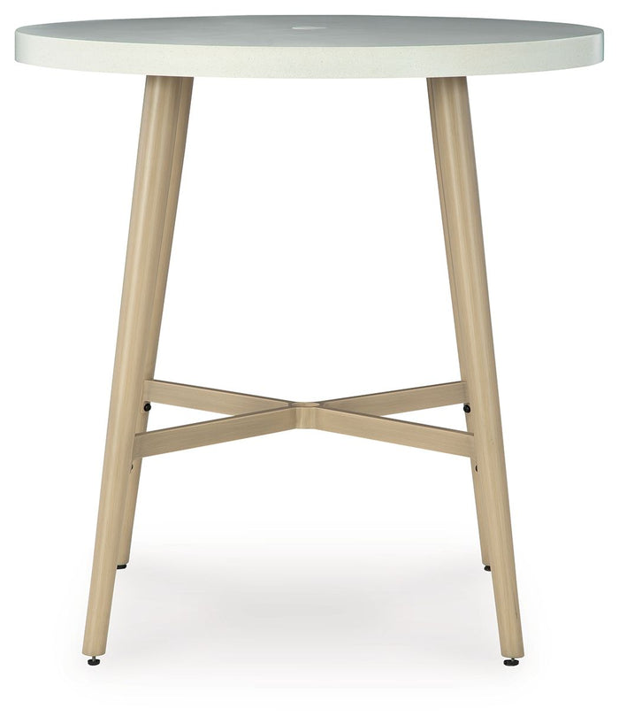 Seton Creek - Round Bar Table With Umbrella Option - Beige image 3