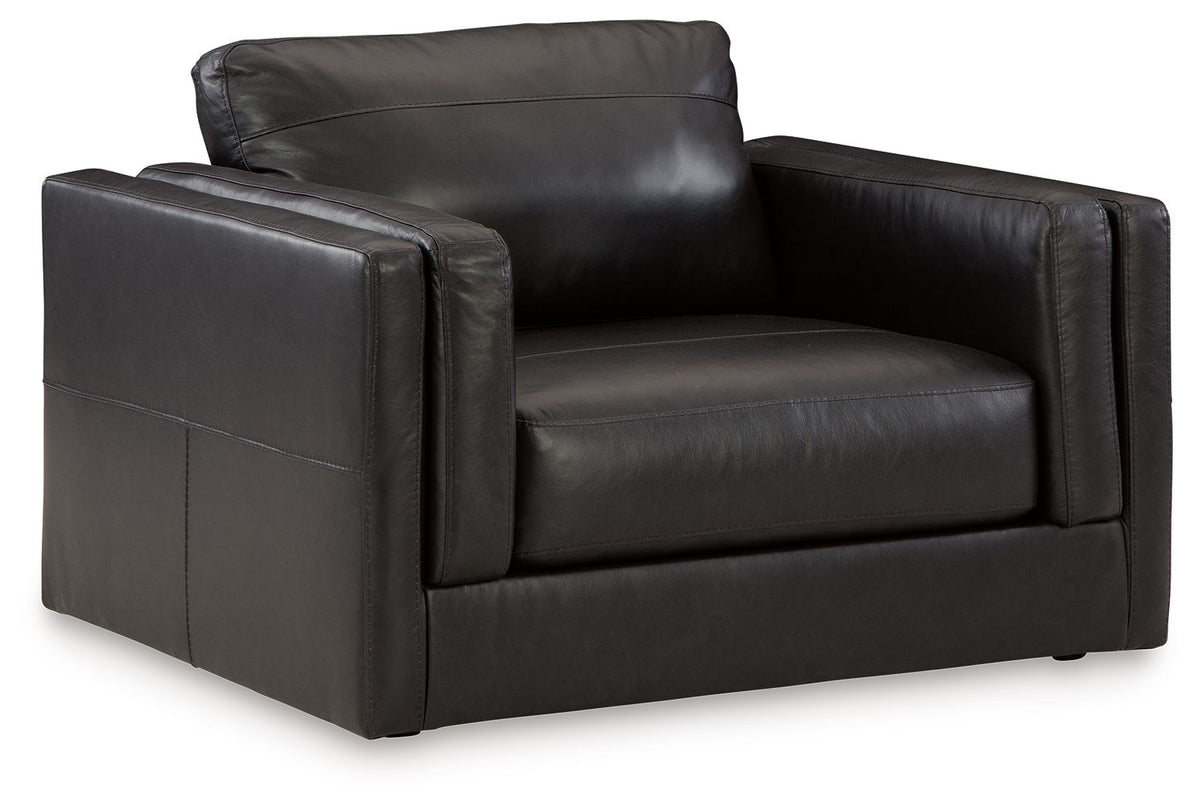 Amiata - Chair And A Half - Leather Match - Onyx
