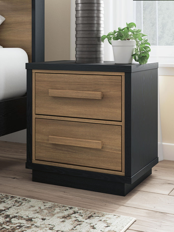 Kozmour - Two Drawer Night Stand - Black / Brown image 4