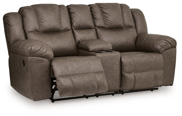 Lowilla - Double Reclining Loveseat With Console - Driftwood image 4