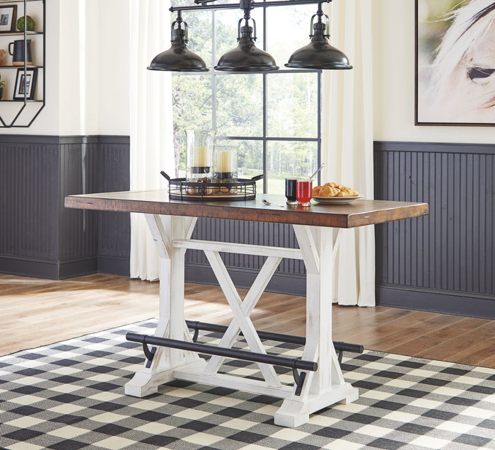Valebeck - Rectangular Dining Room Counter Table - White / Brown image 3