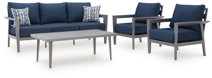Gali - Sofa / Chairs / Table Set (Set of 4) - Gray / Blue image 3