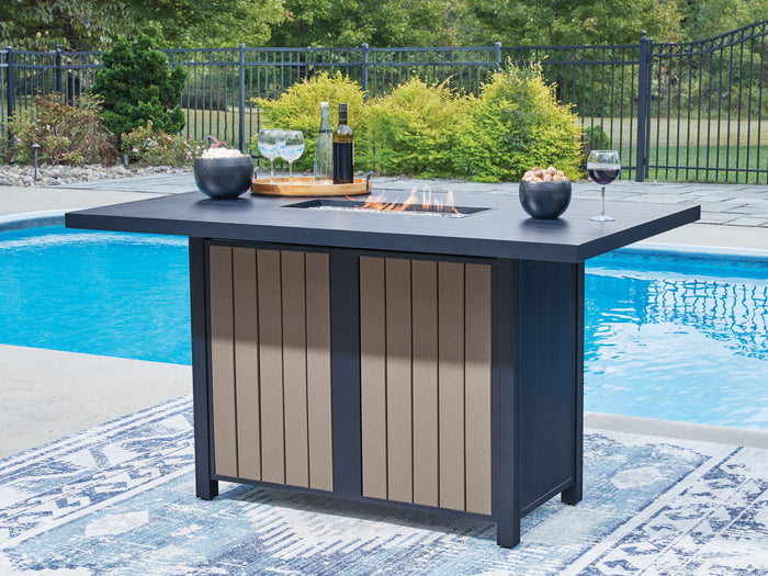 East Beach - Rectangular Bar Table With Fire Pit - Blue image 4