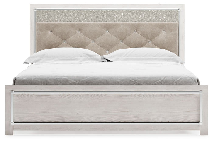 Altyra - King Panel Bed With Upholstered Headboard - White image 4