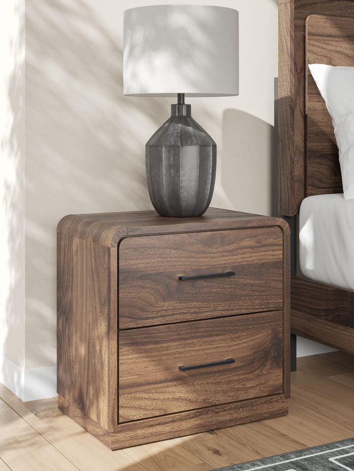 Fortlorn - Two Drawer Night Stand - Walnut Brown image 4
