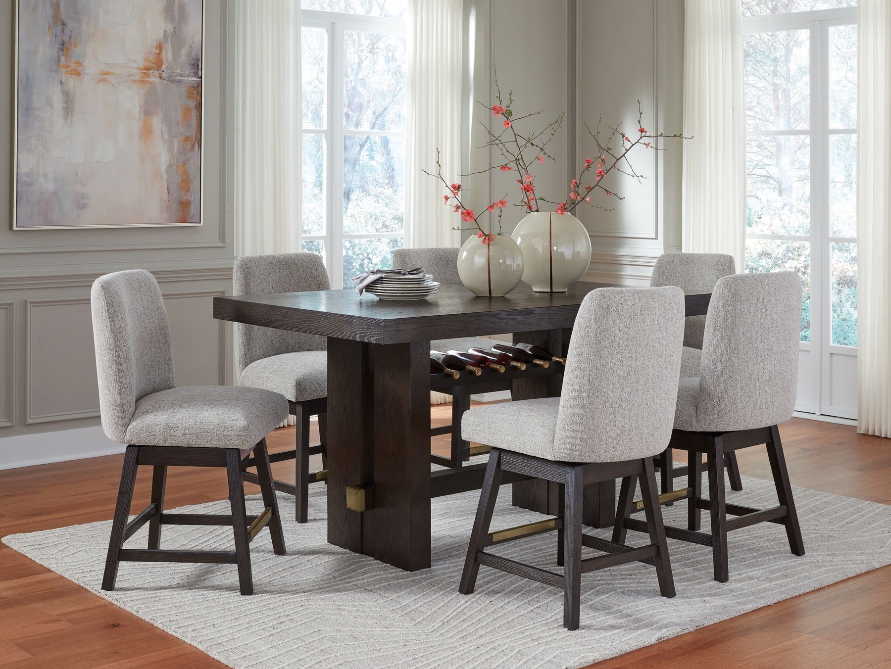 Dark Brown / 7 Pc. Table, 6 Stools
