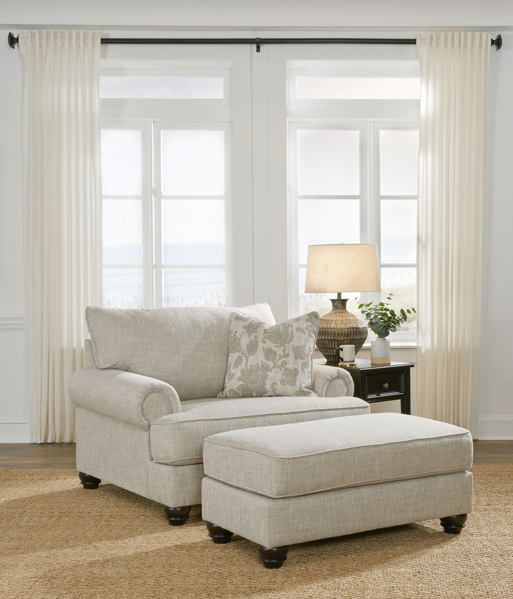 Pearl Silver / 2 Pc. Chair And A Half, Ottoman
