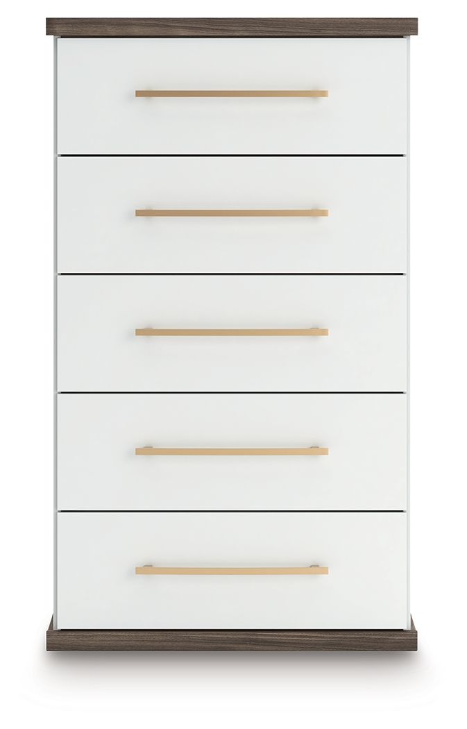 Kendanport - Five Drawer Chest - Brown / White image 4