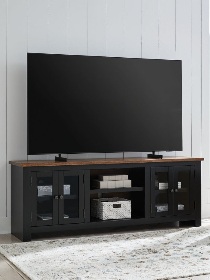 Wildenauer - XL TV Stand With Fireplace Option - Brown / Black image 1