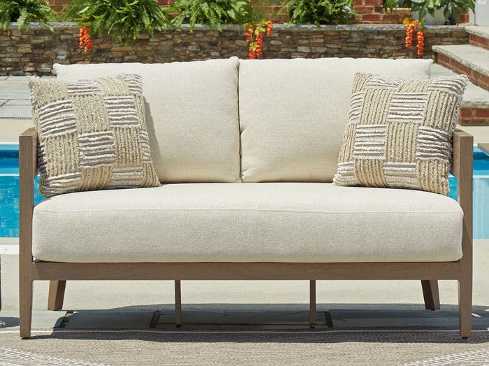 Serene Bay - Loveseat With Cushion - Dark Brown / White image 3