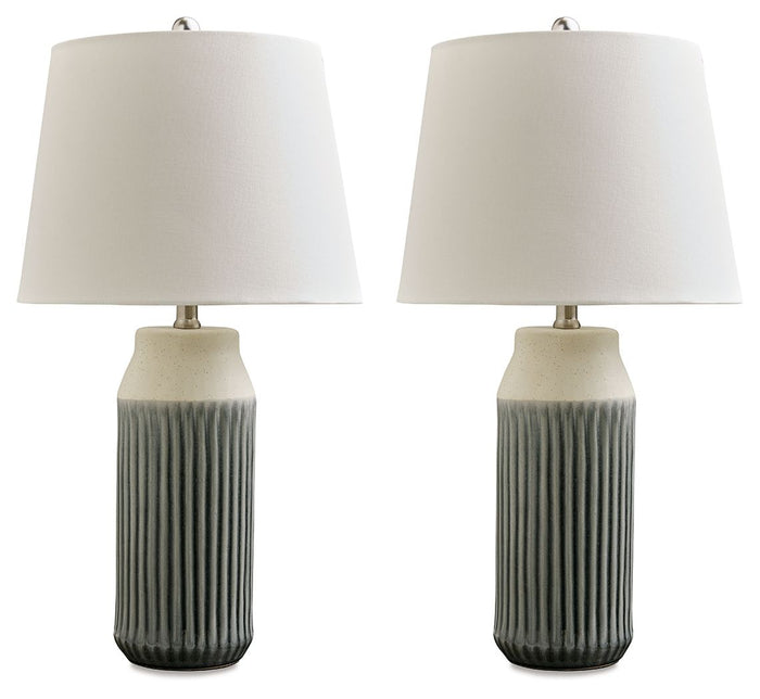 Afener - Ceramic Table Lamp (Set of 2) - Blue / Beige image 1