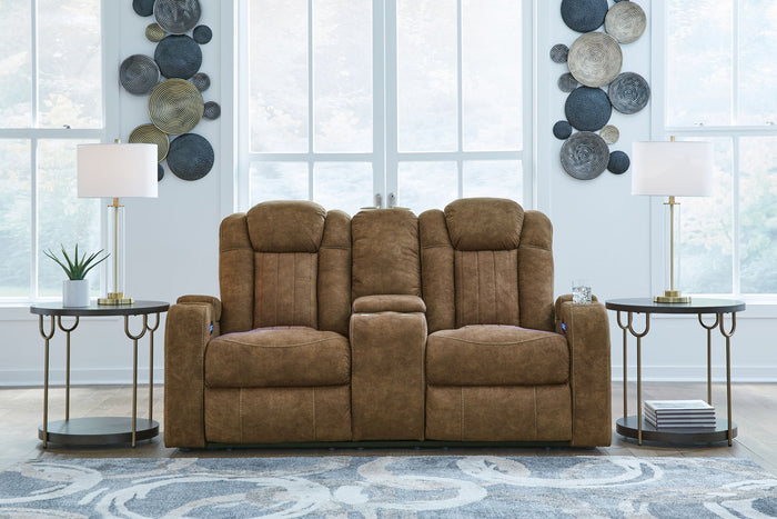 Wolfridge - Power Reclining Loveseat With Console /Adj Hdrst - Brindle image 4