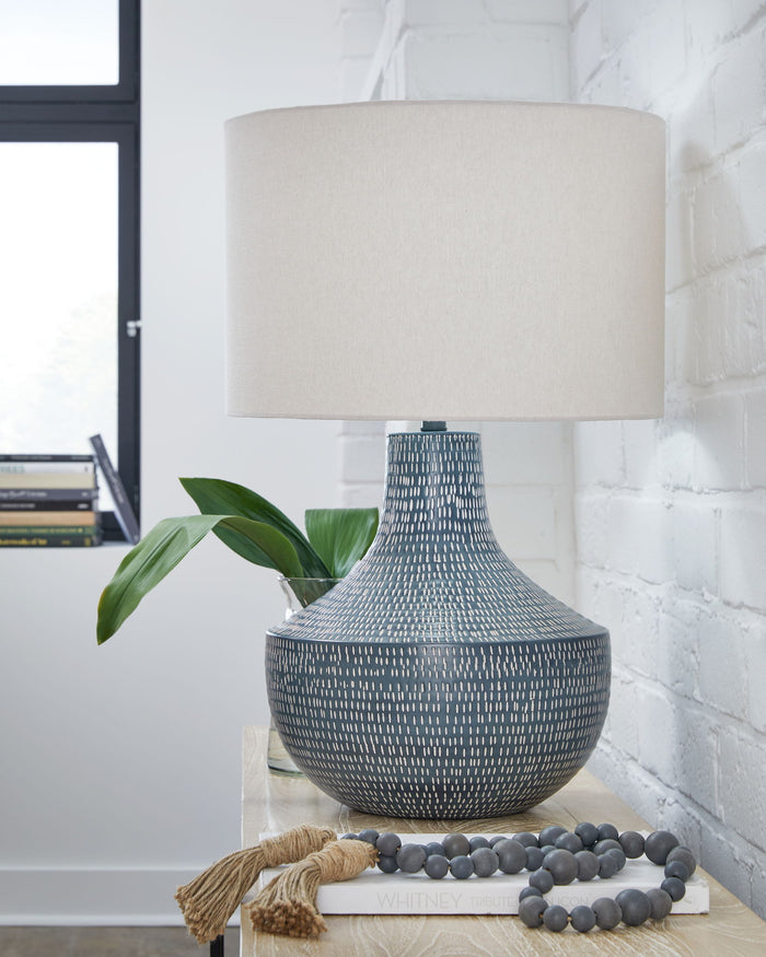Schylarmont - Metal Table Lamp - Antique Gray / White image 4