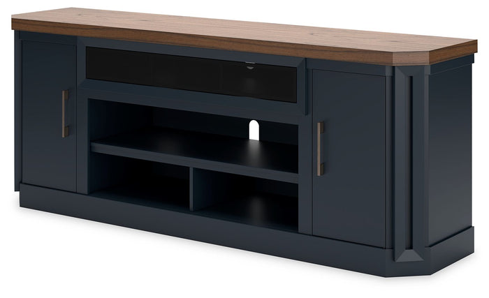 Landocken - XL TV Stand W/Fireplace Option - Brown / Blue image 4