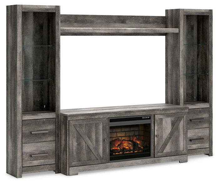 Wynnlow - Entertainment Center - TV Stand With Glass/Stone Fireplace Insert - Gray image 1