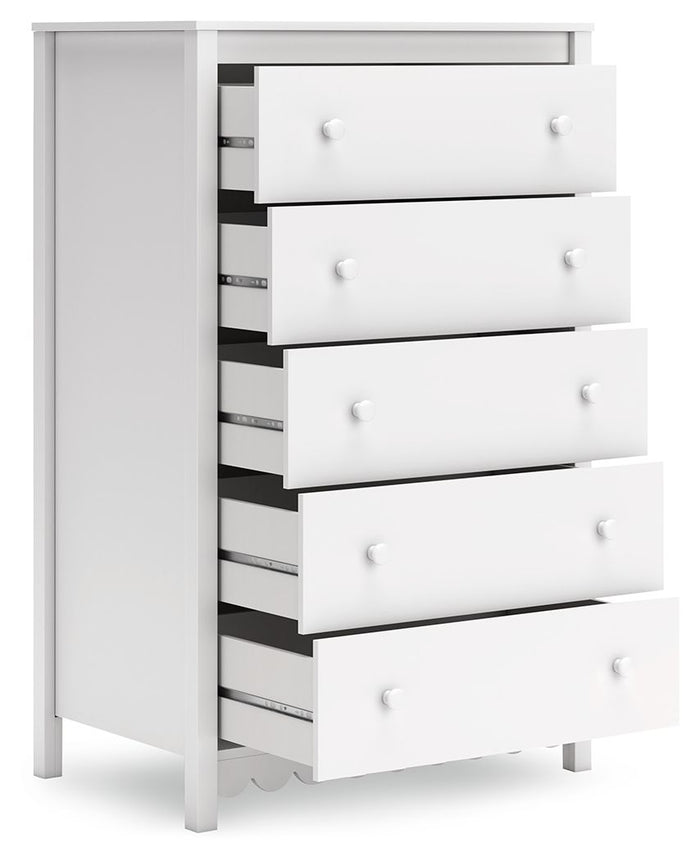 Hallityn - Five Drawer Chest - White image 2