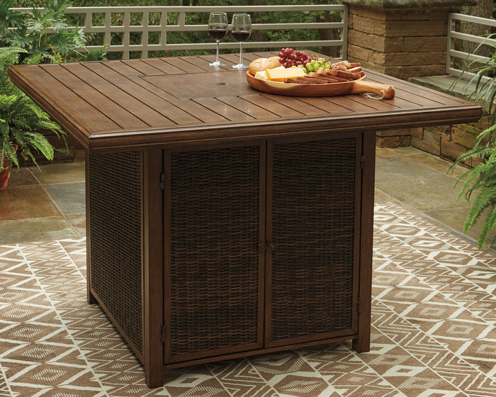 Paradise Trail - Square Bar Table w/Fire Pit - Medium Brown image 4