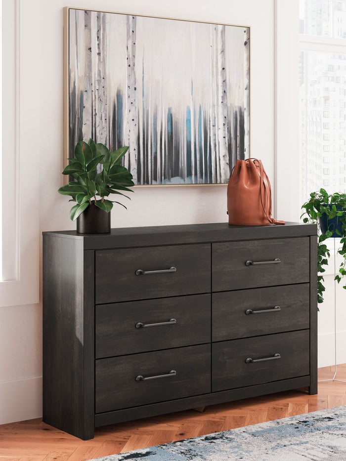 Hollivern - Six Drawer Dresser - Dark Gray image 4