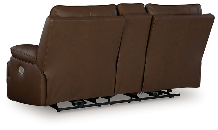 Vonryan - Power Reclining Loveseat With Console / Adj Headrest - Tobacco image 3