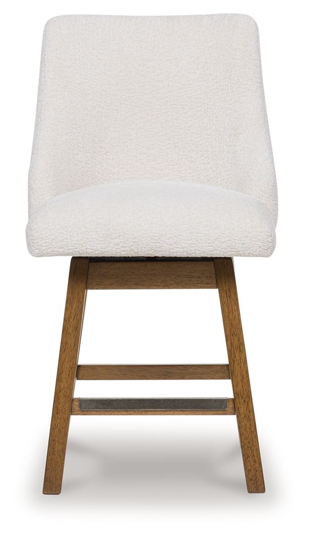 Cabalynn - Upholstered Swivel Barstool (Set of 2) - Oatmeal / Light Brown image 3