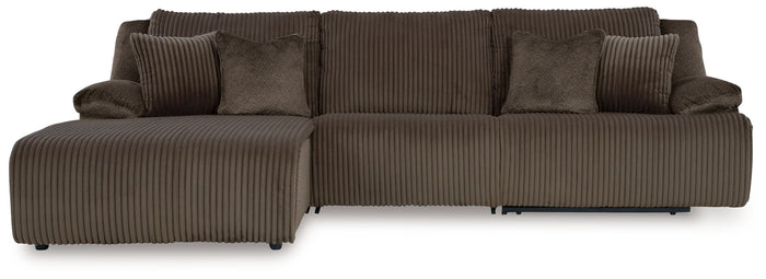 Top Tier - 3-Piece Sectional Reclining Sofa With Left-Arm Facing Press Back Chaise - Chocolate image 1