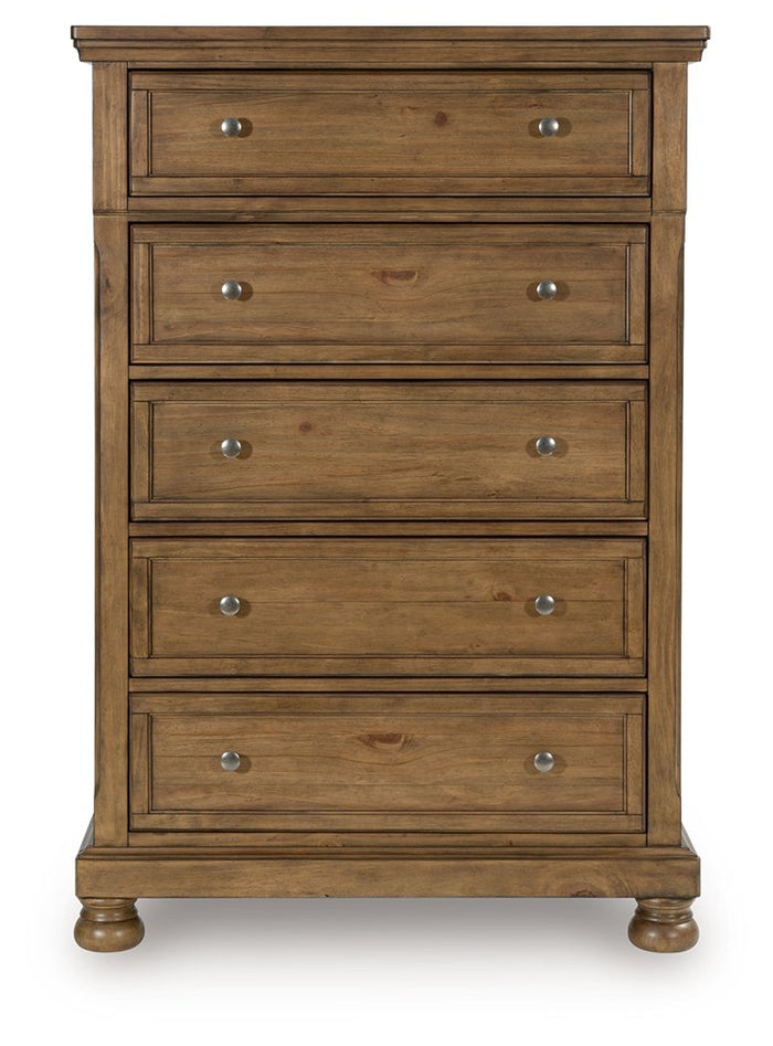 Feddinger - Five Drawer Chest - Medium Brown image 2