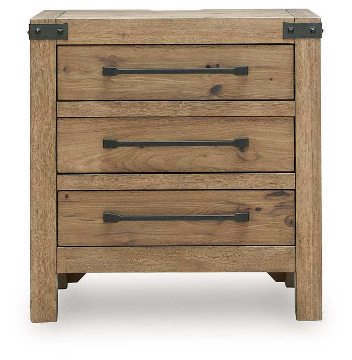 Ridgester - Three Drawer Night Stand - Light Brown image 4