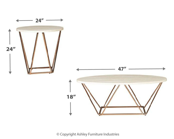 Tarica - Occasional Table Set (Set of 3) - White / Metallic image 4