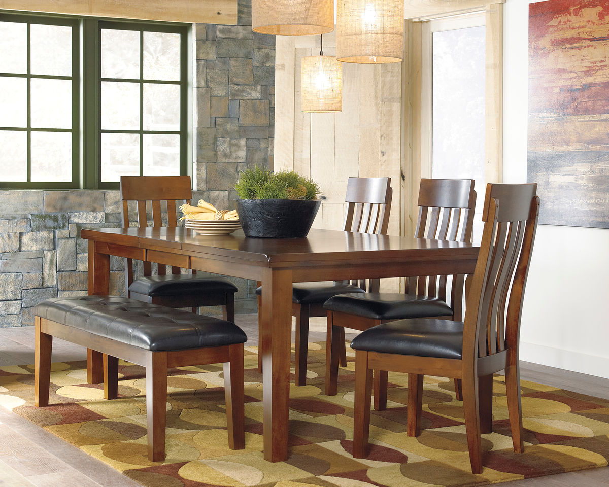 Light Brown / 6 Pc. Table, 4 Chairs, Bench