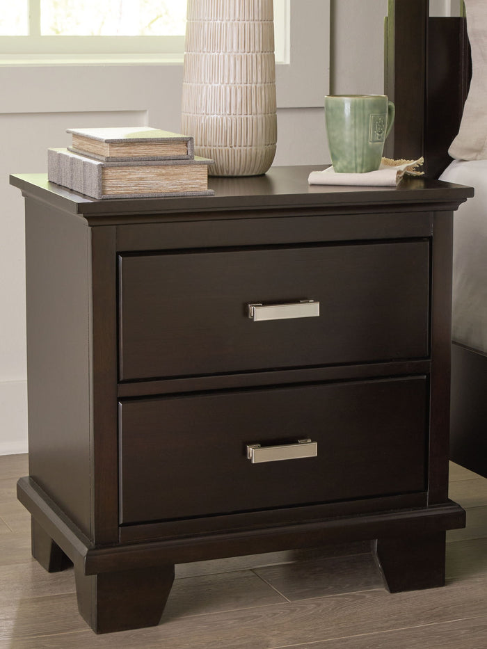Covetown - Two Drawer Night Stand - Dark Brown image 3