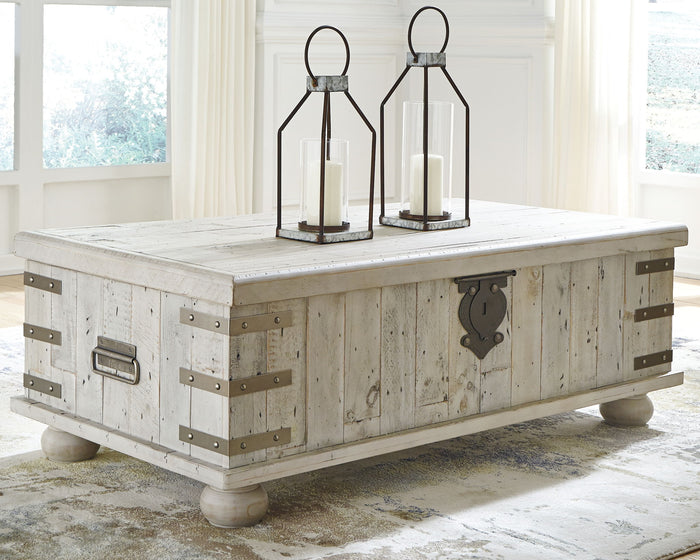Carynhurst - Lift Top Cocktail Table - White Wash Gray image 4