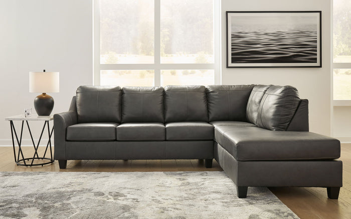 Valderno - 2-Piece Sectional With Raf Corner Chaise - Leather Match - Fog image 4