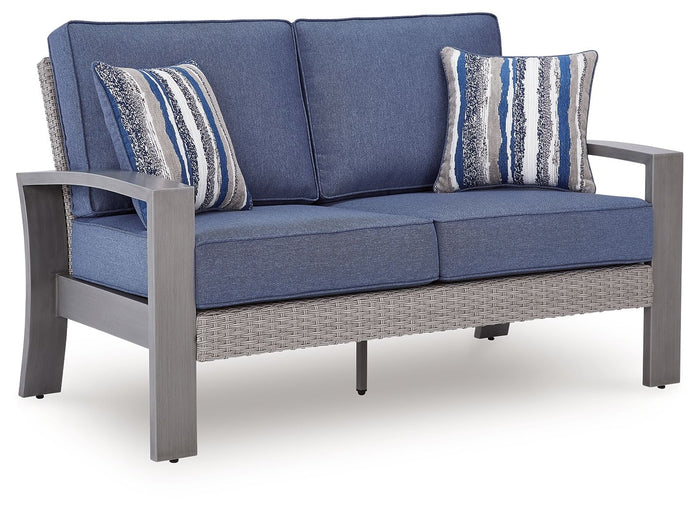 Half Moon Beach - Loveseat With Cushion - Blue / Gray image 1