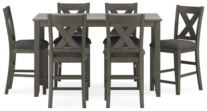 Caitbrook - Rect Drm Counter Table Set (Set of 7) - Gray image 3