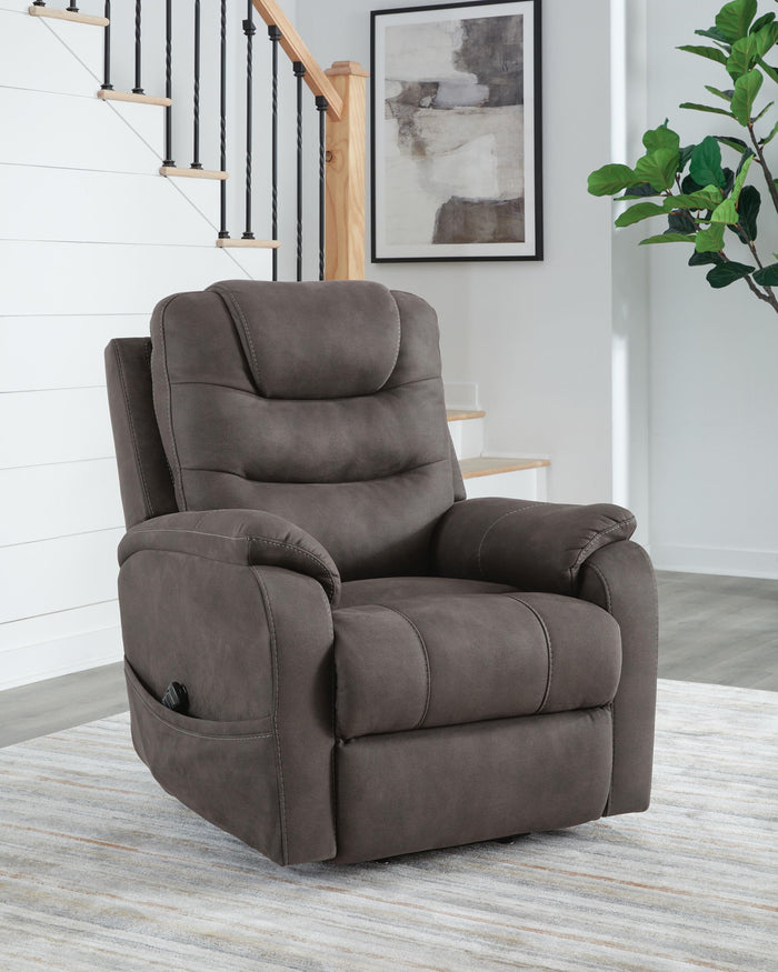 Snowfield - Power Lift Recliner - Gunmetal image 4