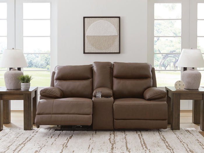 Vonryan - Power Reclining Loveseat With Console / Adj Headrest - Tobacco image 4