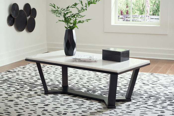 Fostead - Rectangular Cocktail Table - White / Espresso image 4