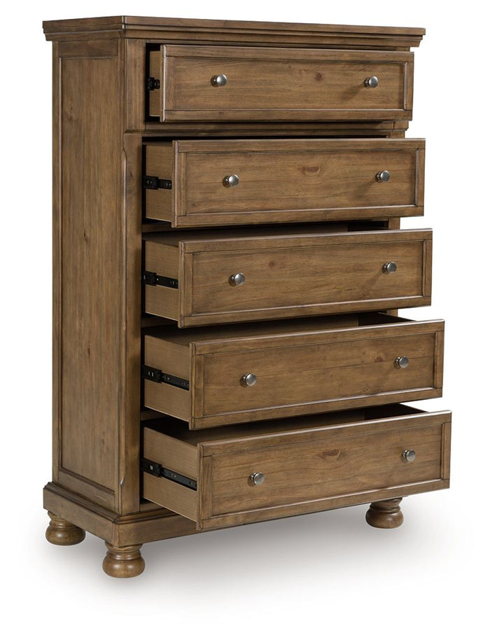 Feddinger - Five Drawer Chest - Medium Brown image 3