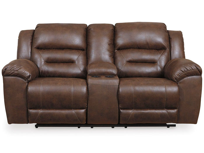 Stoneland - Dbl Power Reclining Loveseat With Console - Faux Leather - Chocolate image 4