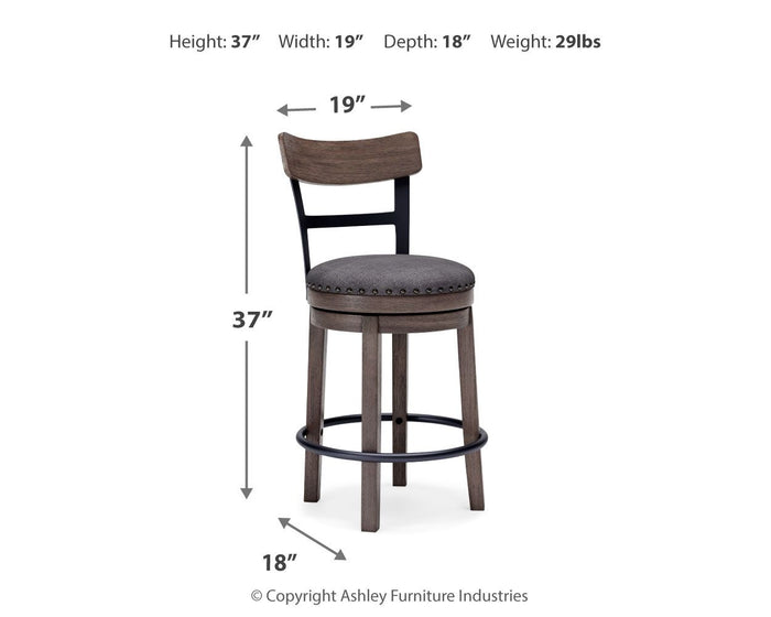 Caitbrook - UPH Swivel Barstool  - Gray image 4