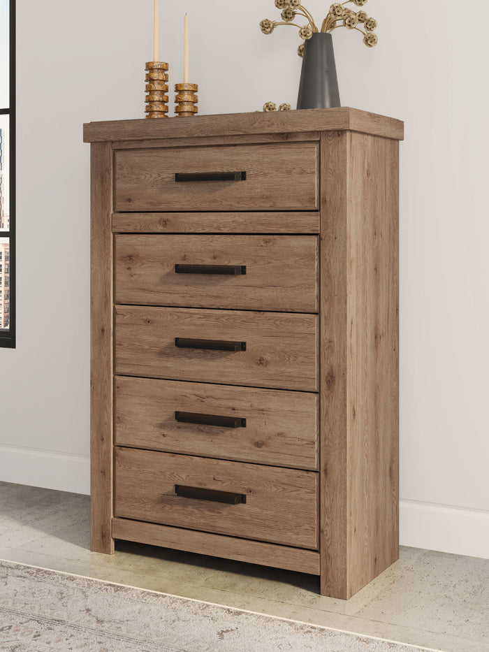 Oliandon - Five Drawer Chest - Light Brown image 4