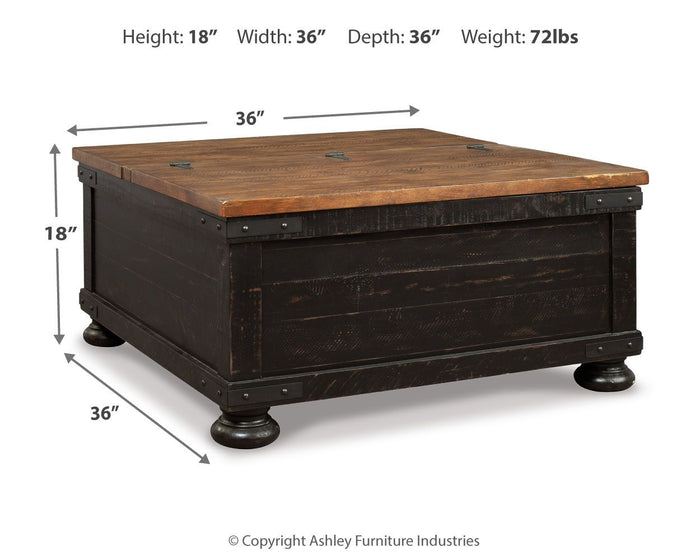 Valebeck - Lift Top Cocktail Table - Black / Brown image 4