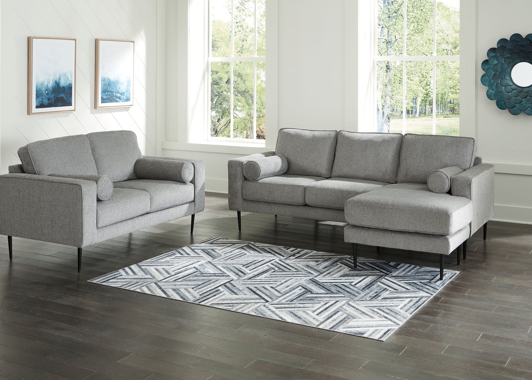Dark Gray / 2 Pc. Sofa Chaise, Loveseat