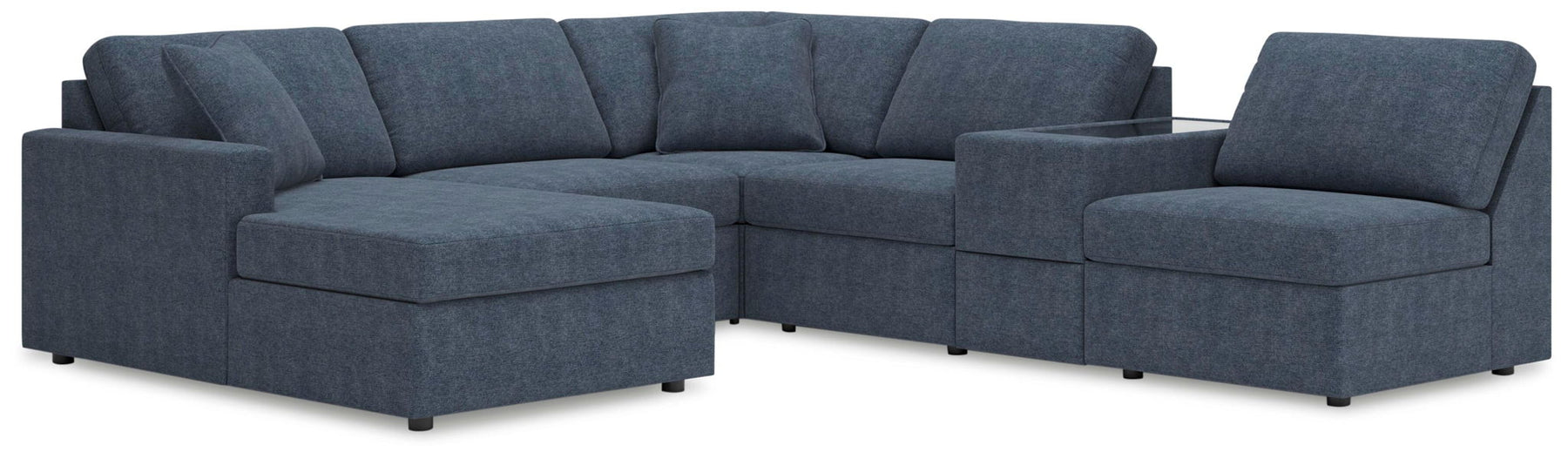 Blue / 6 Pc. Sectional With Laf Corner Chaise And Storage Console